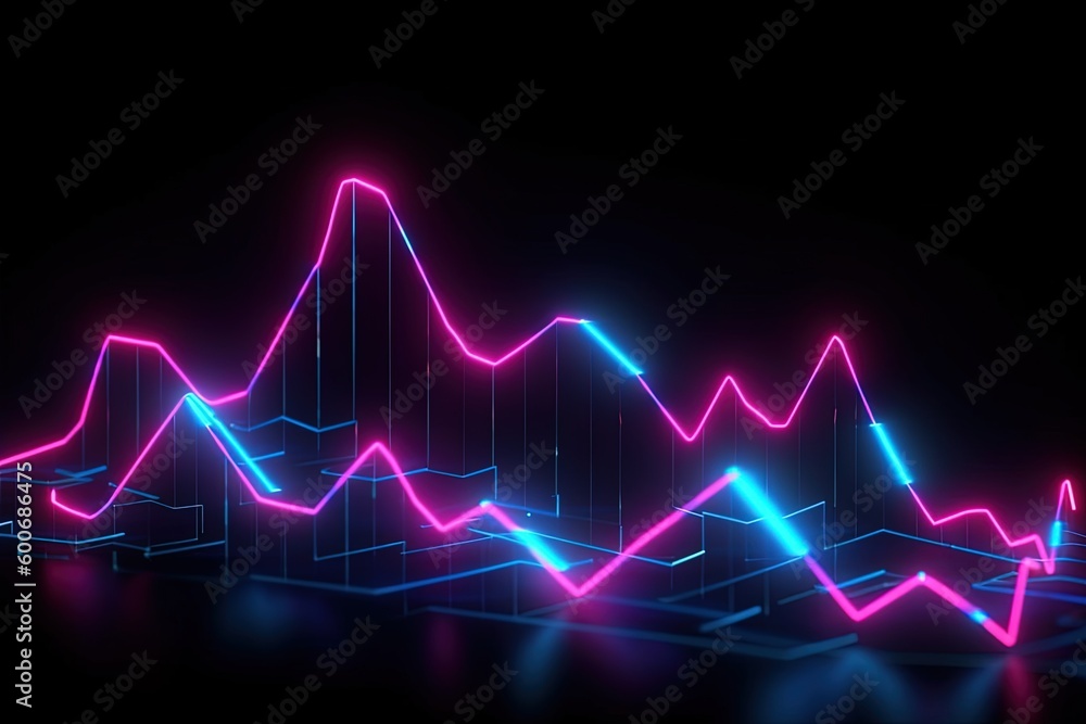 abstract futuristic background with pink blue glowing neon moving high speed wave Zigzag lines and bokeh lights. Data transfer concept Fantastic wallpaper.,Ai Generative