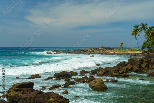 Wild rocky shore of the sea and cloudy sky © VitaL
