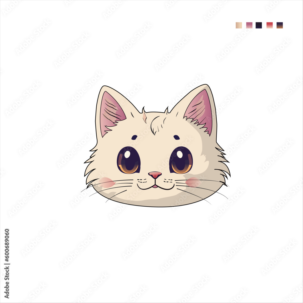 Fototapeta premium A CUTE CAT HEAD VECTOR IMAGE KAWAI KITTEN