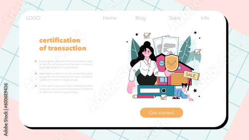 Notary service web banner or landing page. Professional lawyer