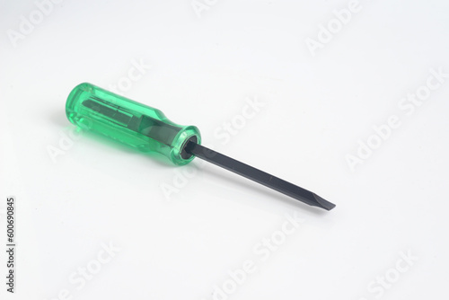 Common screwdriver on white background