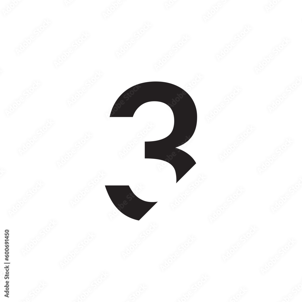3 logo number three design vector isolated on white background. 3 logo number three design vector isolated on white background.