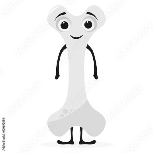 Cute healthy smiling bone cartoon character in flat design on white background.