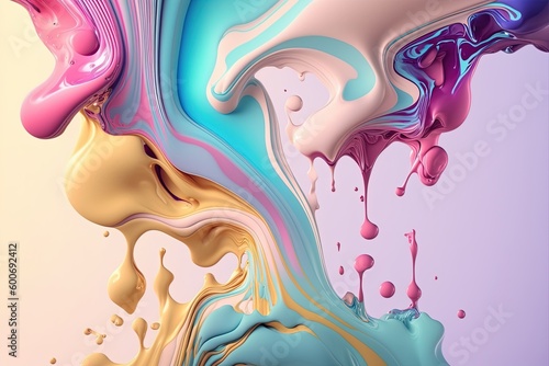 Colorful pastel paint splash abstract liquid background