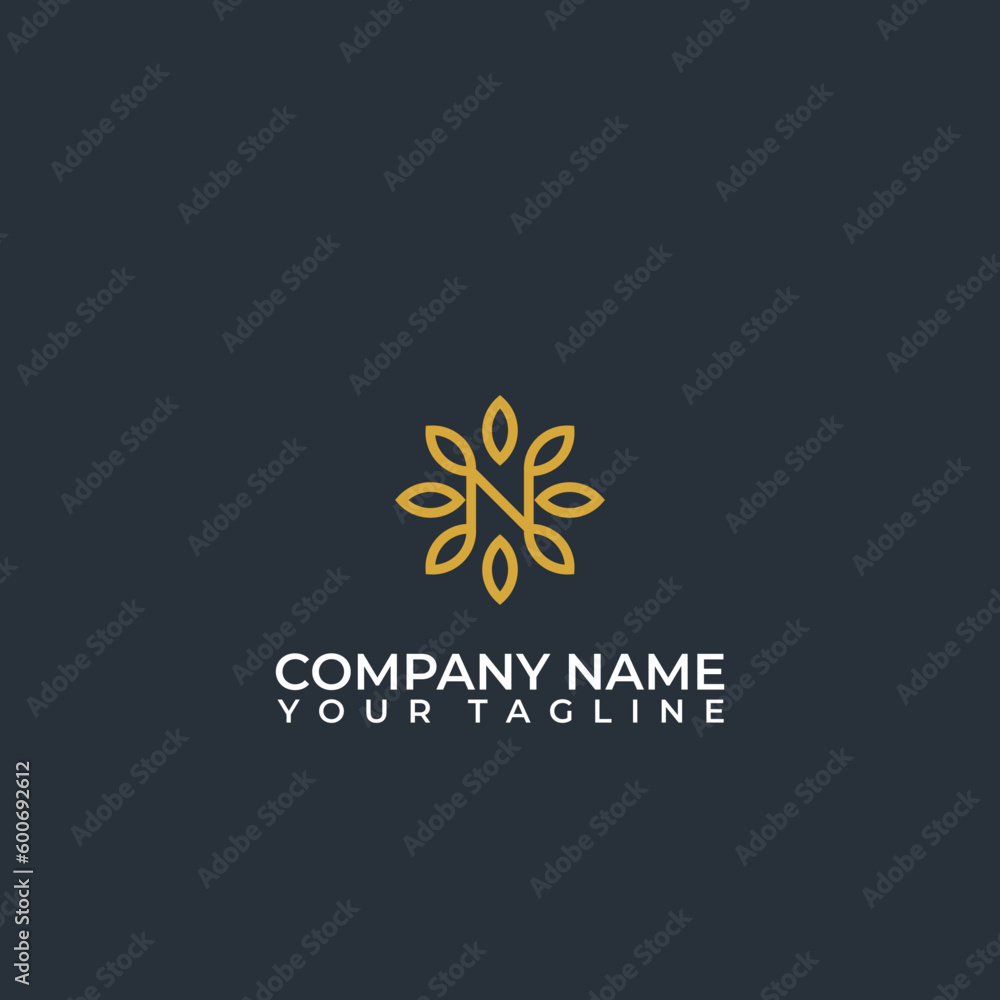 Abstract elegant letter N and flower line logo icon vector design. Graceful lined vector sign. Abstract elegant letter N and flower line logo icon vector design. Graceful lined vector sign.