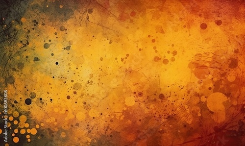 Yellow orange background with texture and distressed vintage grunge and watercolor, generative AI © Enigma