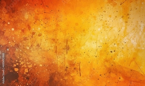 Yellow orange background with texture and distressed vintage grunge and watercolor  generative AI