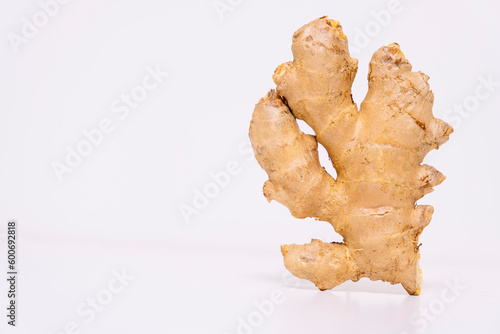 Closeup of a ginger root with white background