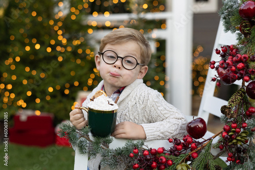 Boy at a Christmas photo shoot