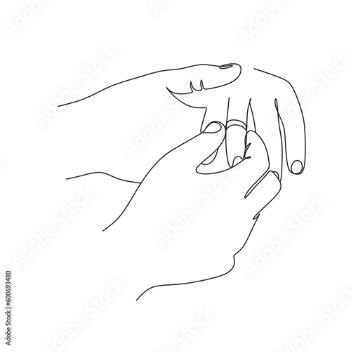 Wedding one-line drawing vector