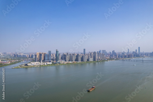 Skyline of buildings on the east bank of Xiangjiang River in Changsha  China