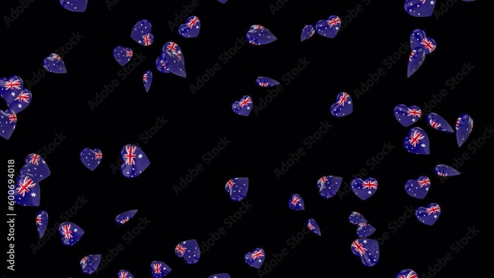 Australia flag on 3d heart. Loop Animation with flag hearts isolated on a transparent background Australia flag on 3d heart. Loop Animation with flag hearts isolated on a transparent background