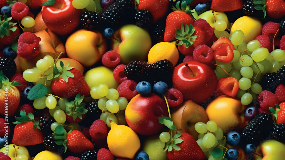美しく美味しそうな沢山のフルーツの背景　