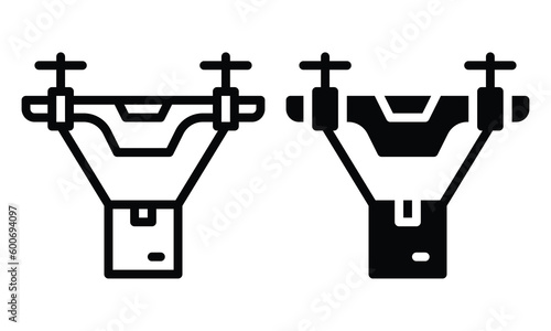 Drone shipping icon with outline and glyph style.