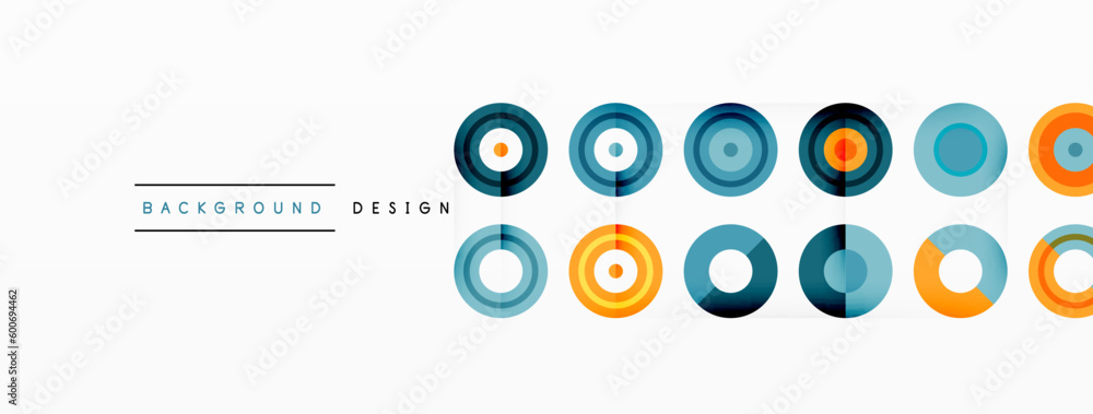 Abstract background with circle symmetric grid composition. Circle pattern creating sense of movement. Grid adds structure and balance to the composition, with equal spacing between each circle Abstract background with circle symmetric grid composition. Circle pattern creating sense of movement. Grid adds structure and balance to the composition, with equal spacing between each circle