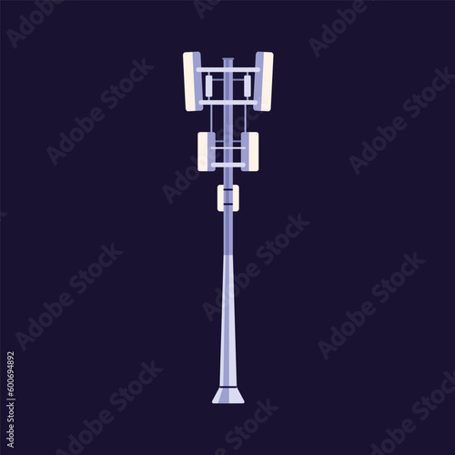 Telecommunication tower, radio mast. Signal transmission for cell, mobile connection, 5g net. Broadcasting transmitting pole. Telecom, internet equipment, technology. Isolated flat vector illustration