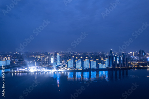 Light show at night in Beichen Delta, Changsha, China