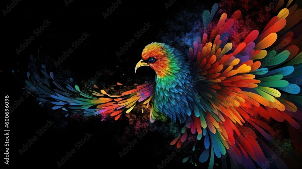 Fototapeta premium Wallpaper with beautiful bird Phoenix. AI generative.