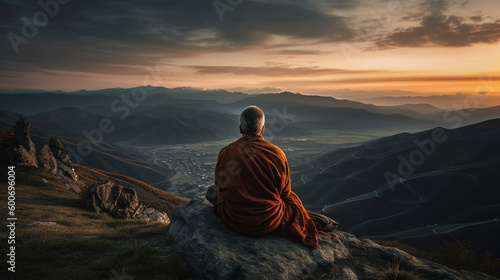 Meditation and Relaxing in the mountain at sunset