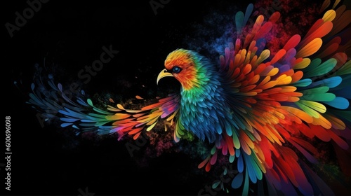 Wallpaper with beautiful bird Phoenix. AI generative. © vadymstock