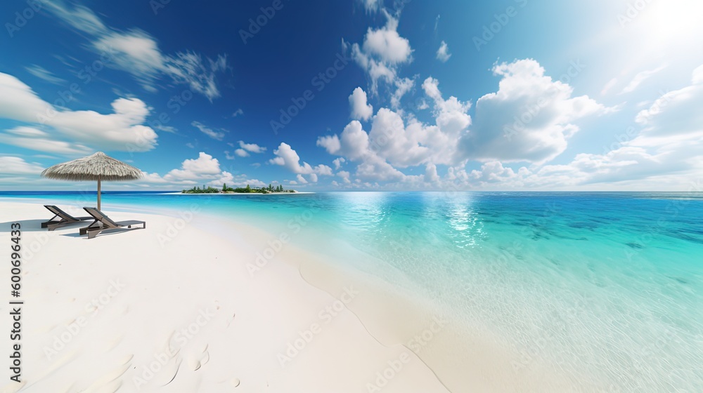 illustration of beautiful seascape nature background with copy space for message, Generative Ai illustration of beautiful seascape nature background with copy space for message, Generative Ai