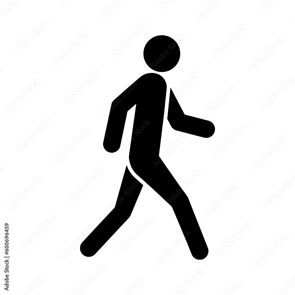 man walking, symbol or icon, black and white color, vector illustration man walking, symbol or icon, black and white color, vector illustration