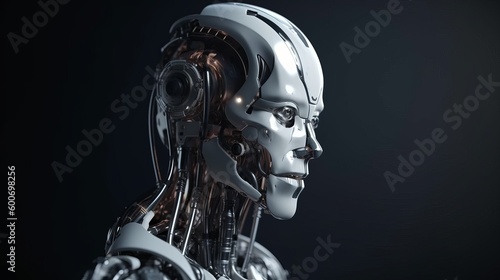 Robot cyborg of the future. The concept of AI. AI generative. © vadymstock