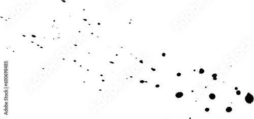 Black ink, ink smears, stains, blots, brushes, lines, rough. Black brush strokes, elements of artistic design. Vector illustration. Isolated on transparent background.