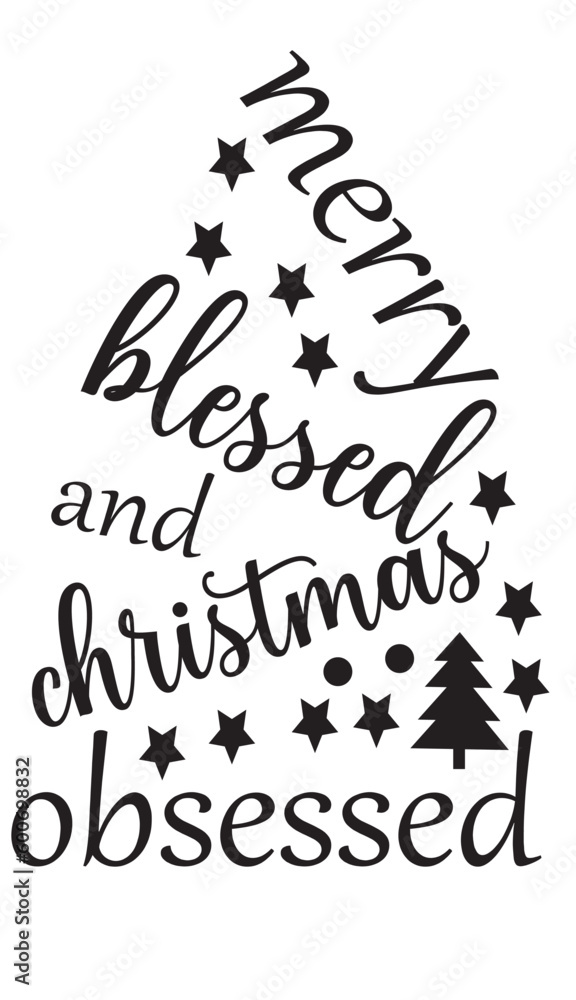 Obraz premium merry blessed christmas obsessed