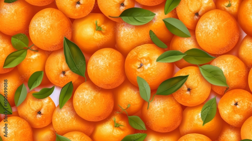 Seamless pattern with beautiful ripe and delicious orange. AI generative. Seamless pattern with beautiful ripe and delicious orange. AI generative.