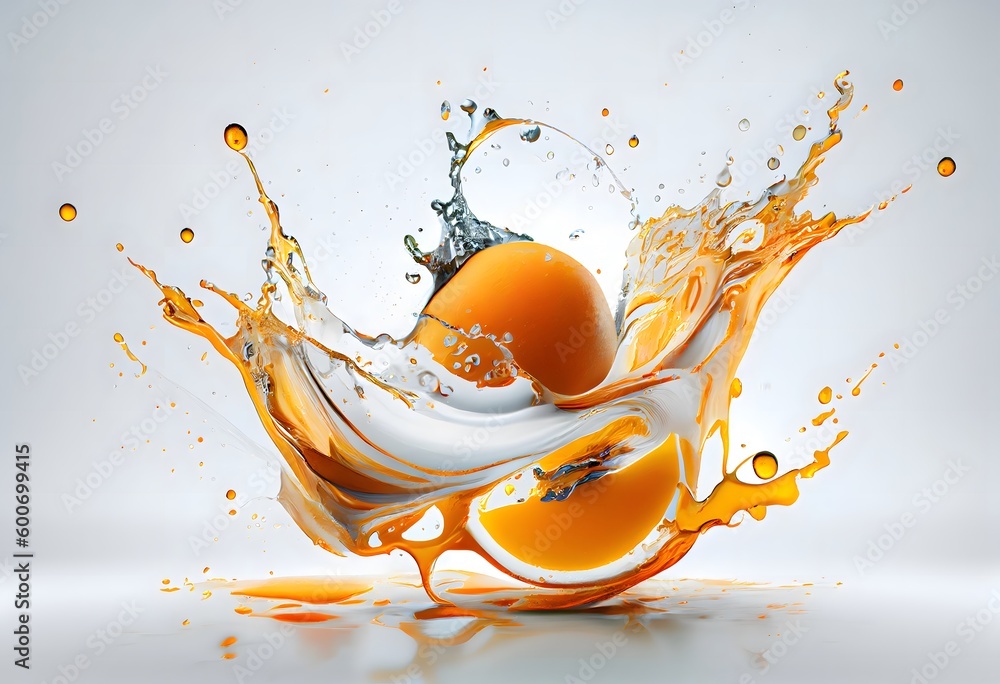 orange water splash on white background. Generative AI , .highly ...
