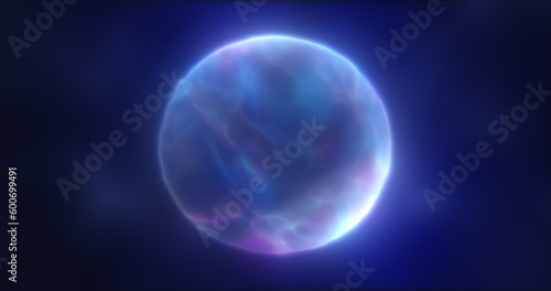 Abstract blue energy sphere round glowing magical digital futuristic space background