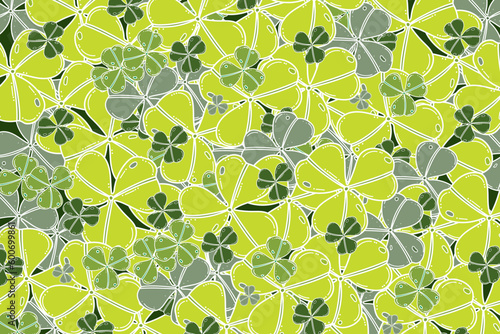 Illustration of Creeping lady's sorrel leaves background.