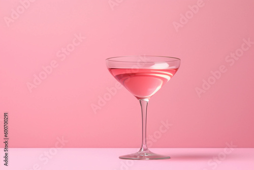 Billede på lærred Cosmopolitan cocktail A pink cocktail with a pink background AI generation