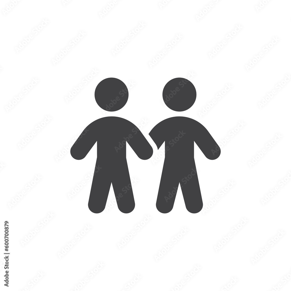 Two boys hold hands vector icon