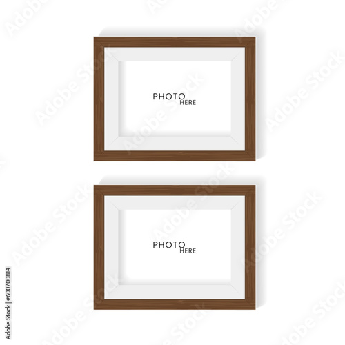 Two wooden pattern realistic frame for wall art mock up vector, modern wood texture frame templates design and Minimal Isolated Wood Frame Vector Elements
