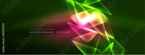 Vibrant Geometric Neon Shiny Line Background. A Bold and Stunning Display of Shapes, Lines, Colors, and Glow, Perfect for Futuristic Modern Designs, Hi-tech Presentations, Technology Web Pages