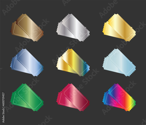 ticket illustration set with metal texture