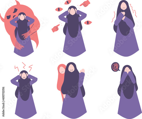 illustration of a set of women. Set of isometric vector illustrations of a girl in a witch costume.