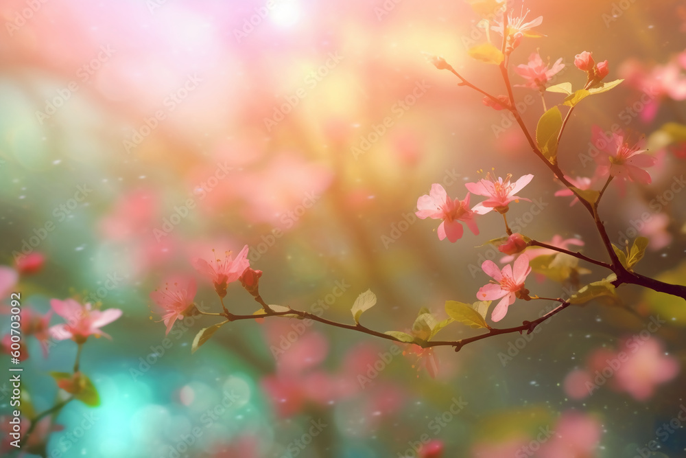 Spring background soft dramy lights. AI generative Spring background soft dramy lights. AI generative