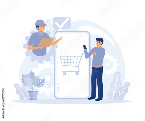 Customer support, express delivery service, transportation business, Acknowledgment received, flat vector modern illustration