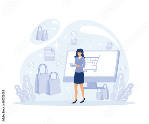 Customer support, express delivery service, transportation business, drop shipper receives order, flat vector modern illustration © Alwie99d