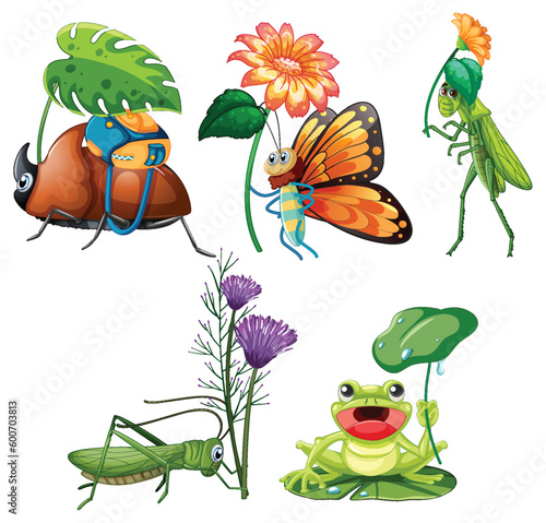 Set of insect cartoon character