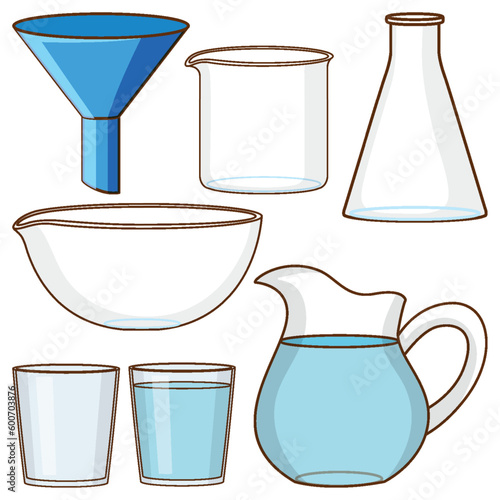 Set of water container simple cartoon style