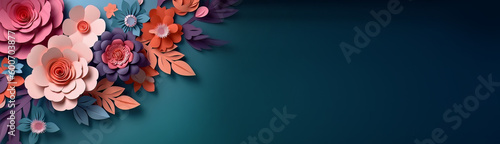 Paper folded and cut flowers. Created using generative Ai