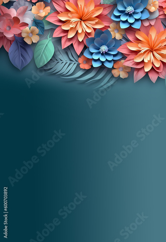 Paper folded and cut flowers. Created using generative Ai