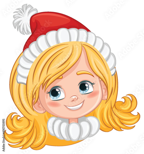 Happy girl head with smiley face