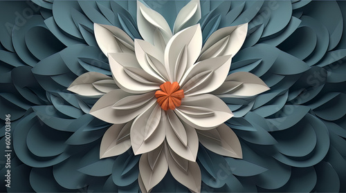 Paper folded and cut flowers. Created using generative Ai