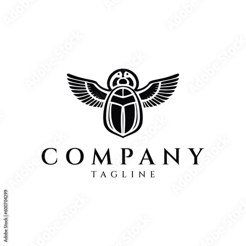 Scarab beetle logo design vector illustration