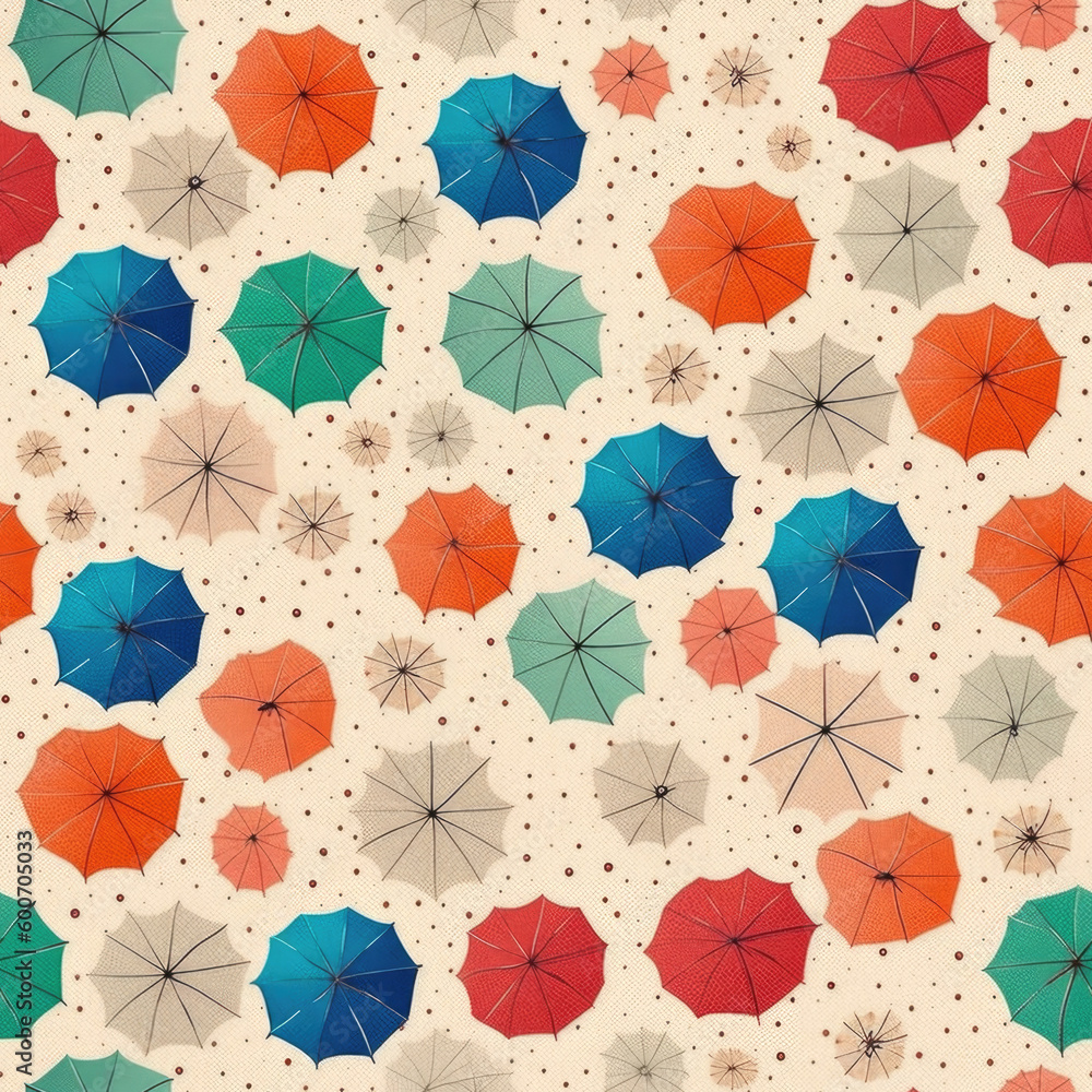 Naklejka premium Parasol Summer Umbrella Colorful Seamless Pattern Texture Generative AI